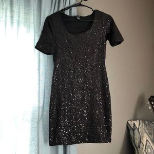 Mini black sequin dress